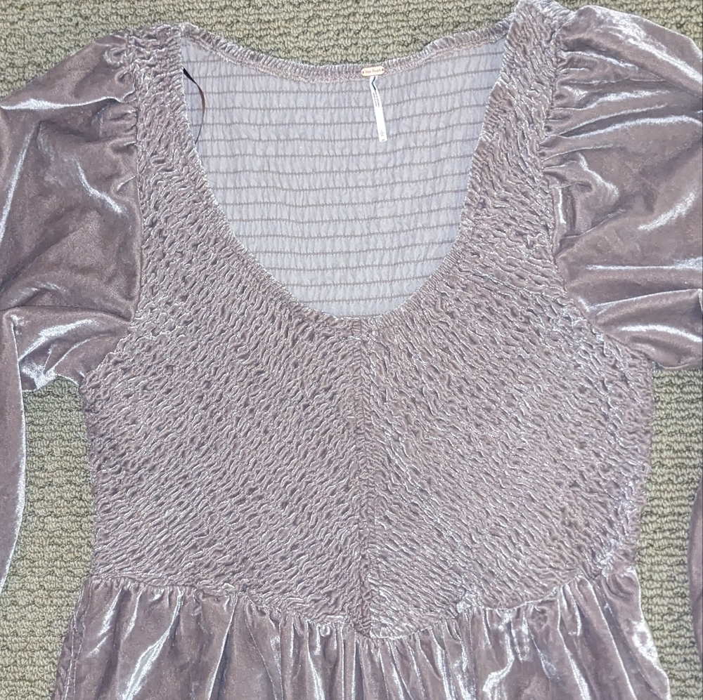 Free People NWOT Farrier Velvet Mini Dress LRG in Pale Lavender​ - Picture 5 of 12